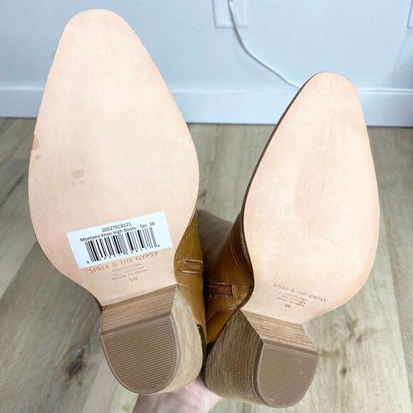 Spell & The Gypsy Montana Leather Boots In Tan 38 NWOB - Picture 8 of 12